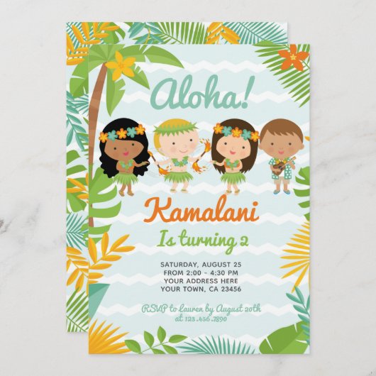 Luau Hawaiian Verjaardag Kaart (Voorkant / Achterkant)