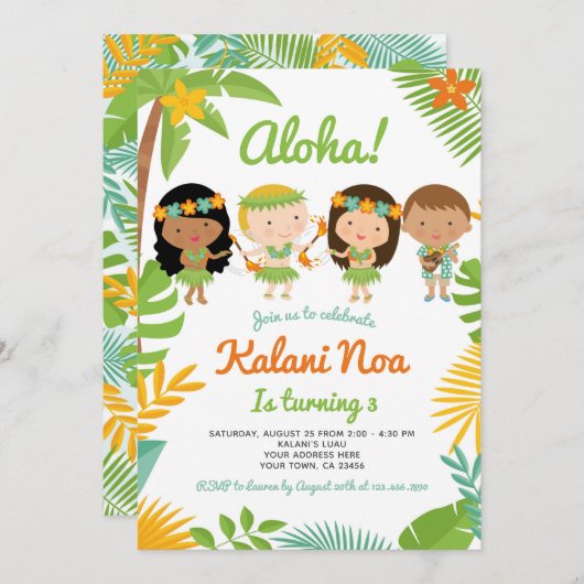 Luau Hawaiian Verjaardag Kaart (Voorkant / Achterkant)