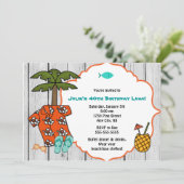 Luau Hawaiian verjaardagsfeestje strand viering Kaart (Staand voorkant)