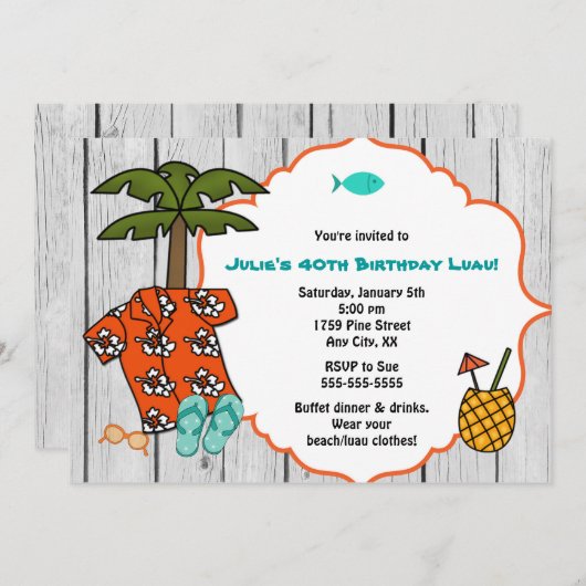 Luau Hawaiian verjaardagsfeestje strand viering Kaart (Voorkant / Achterkant)