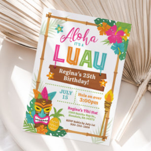 Luau Hawaiian verjaardagsuitnodiging Kaart