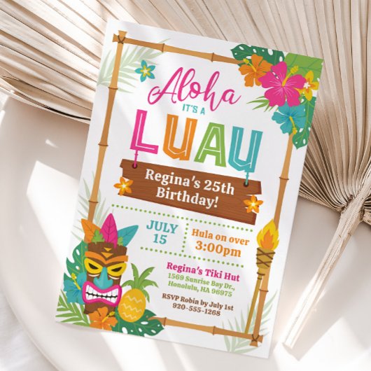 Luau Hawaiian verjaardagsuitnodiging Kaart