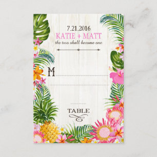 Luau Hawaiian Wedding Beach Rustic Place Card Kaart