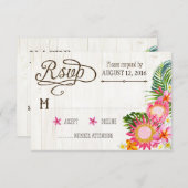 Luau Hawaiian Wedding Beach rustieke strand RSVP-k RSVP Kaartje (Voorkant / Achterkant)