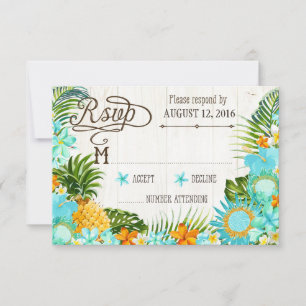 Luau Hawaiian Wedding Beach rustieke strand RSVP-k RSVP Kaartje