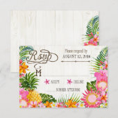 Luau Hawaiian Wedding Beach rustieke strand RSVP-k RSVP Kaartje (Voorkant / Achterkant)
