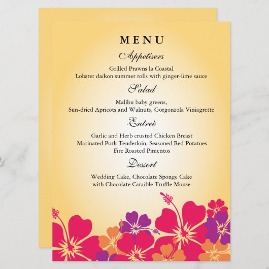 Luau / Hawaiian Wedding Menu (Voorkant / Achterkant)