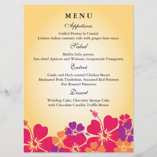 Luau / Hawaiian Wedding Menu (Voorkant)