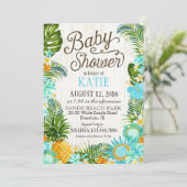 Luau Hawiian Beach Rustic Baby shower Kaart (Staand voorkant)