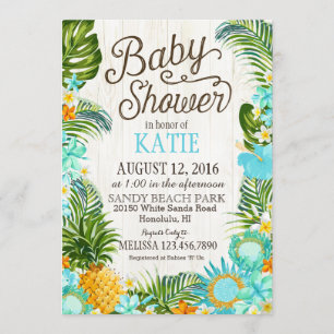 Luau Hawiian Beach Rustic Baby shower Kaart