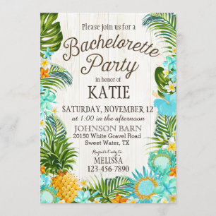 Luau Hawiian Beach Rustic Bachelorette Party Kaart