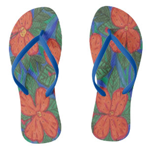 Luau Hibiscus Floral Print Teenslippers