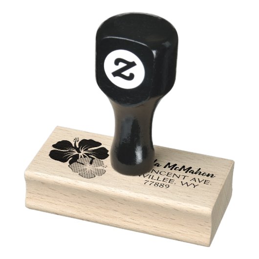 Luau Hibiscus Retouradreslabel Rubber Stamper Rubberstempel (Stempel)