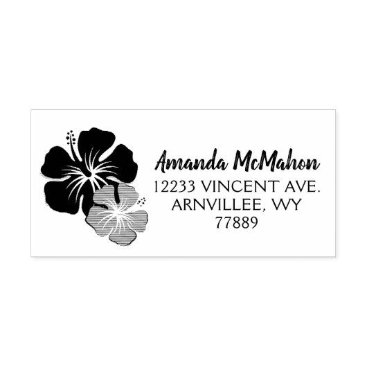 Luau Hibiscus Retouradreslabel Rubber Stamper Rubberstempel (Afrduk)