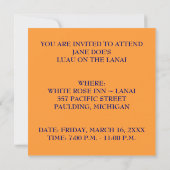 LUAU HULA DANCE PARTY INVITATION ~EZ TO CUSTOMIZE! KAART (Achterkant)