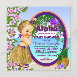 Luau Hula Meisje Hawaiaanse Tropische Baby Shower Kaart