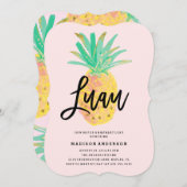 Luau in roze partijuitnodiging kaart (Voorkant / Achterkant)