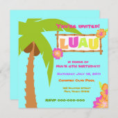 Luau Invitation Blue Kaart (Voorkant / Achterkant)