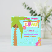 Luau Invitation Blue Kaart (Staand voorkant)