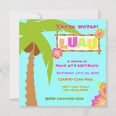 Luau Invitation Blue Kaart (Voorkant)