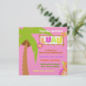 Luau Invitation Pink Kaart (Staand voorkant)