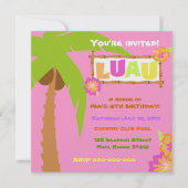 Luau Invitation Pink Kaart (Voorkant)