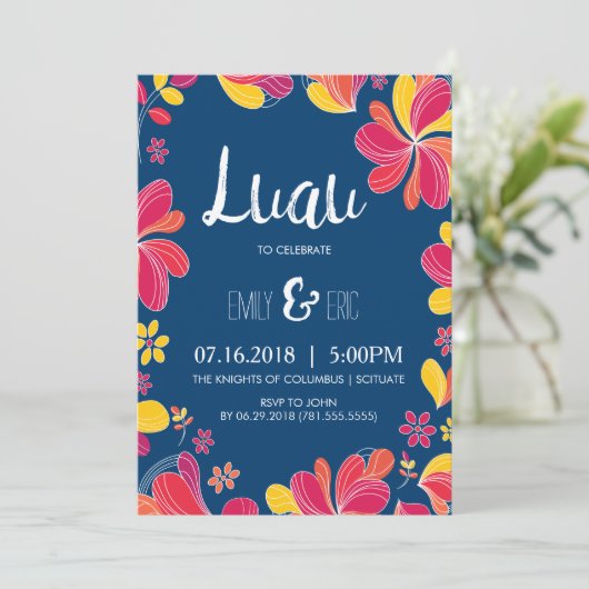 Luau Invite - Uitnodiging van de Hawaiiaanse tropi (Staand voorkant)