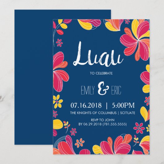 Luau Invite - Uitnodiging van de Hawaiiaanse tropi (Voorkant / Achterkant)