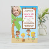 Luau Kids Birthday Party Invitation Kaart (Staand voorkant)