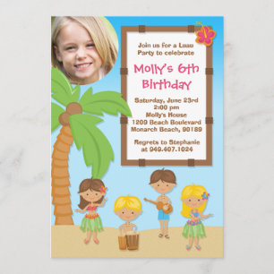 Luau Kids Birthday Party Invitation Kaart