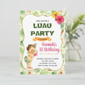 Luau kind verjaardagsfeestje uitnodiging (Staand voorkant)