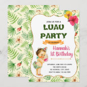 Luau kind verjaardagsfeestje uitnodiging (Voorkant / Achterkant)