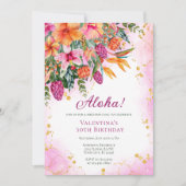 Luau Kleurrijke Tropische Bloemen Verjaardagsfeest Kaart (Voorkant)