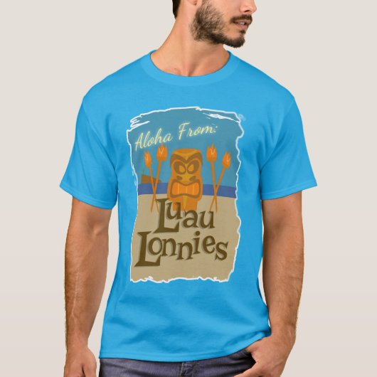 Luau Lonnies Fun Fictional Tiki Bar Cartoon T-shirt (Voorkant)