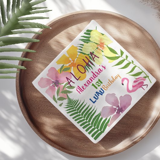 Luau meisje 1e verjaardag partij servet