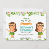 Luau-meisjes of tweelingen-verjaardag kaart (Voorkant)