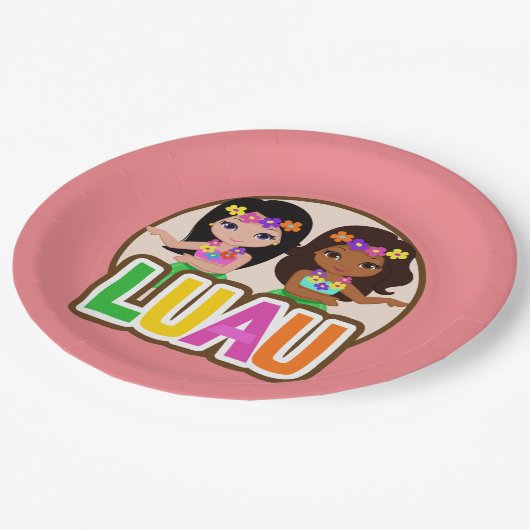 Luau Meisjes Papieren Bordje (Gekanteld)