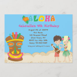Luau met Kinder en Tiki verjaardagsuitnodiging Kaart