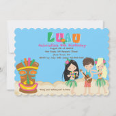 Luau met Kinder uitnodiging en Tiki Birthday (Voorkant)