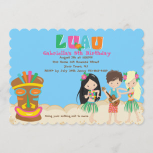 Luau met Kinder uitnodiging en Tiki Birthday