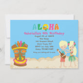 Luau met Kinder uitnodiging en Tiki Birthday (Voorkant)