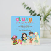 Luau met Kinder uitnodiging op het Tiki Square Bir (Staand voorkant)