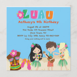 Luau met Kinder uitnodiging op het Tiki Square Bir