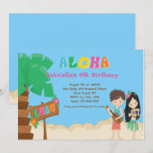 Luau met uitnodiging van Kinder en palmbomen (Voorkant / Achterkant)