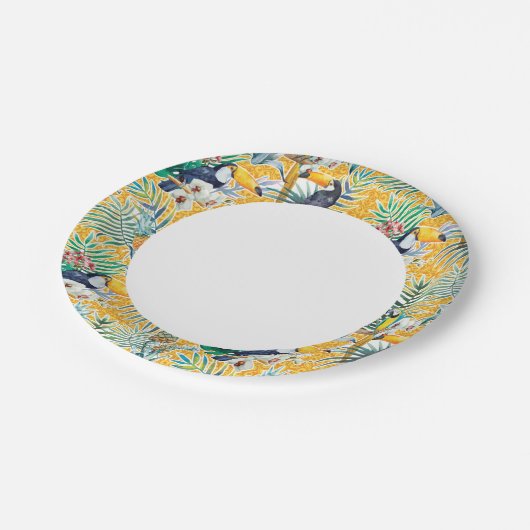 Luau Papieren Borden met Toucans en Ananas Papieren Bordje (Gekanteld)