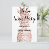Luau party Aloha baby shower glitter pineappel Kaart (Staand voorkant)