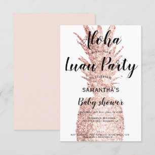 Luau party Aloha baby shower glitter pineappel Kaart