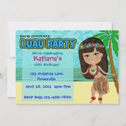 Luau Party Custom Invitation Kaart (Voorkant)