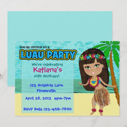 Luau Party Custom Invitation Kaart (Voorkant / Achterkant)