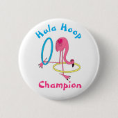 Luau Party Flamingo Hula Hoop Champion 3" Button (Voorkant)